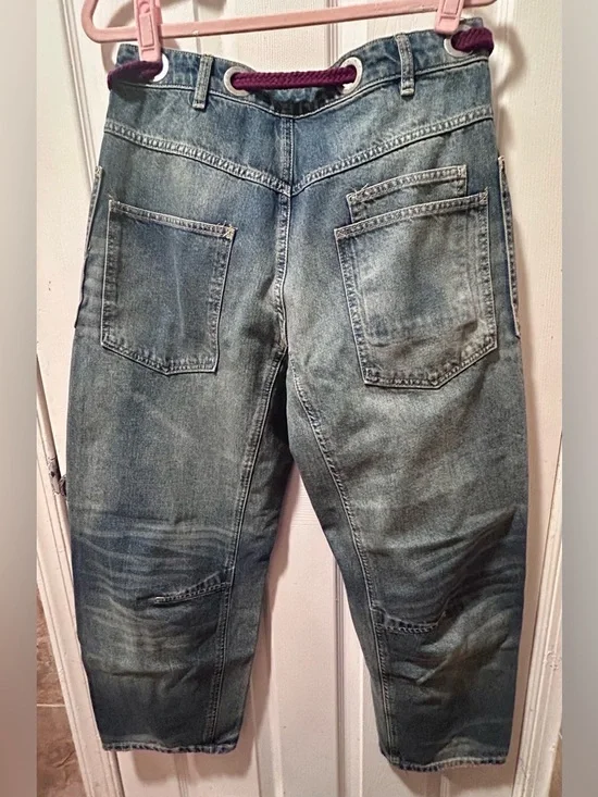 NWOT FREE PEOPLE We The Free Moxie Pull-On Barrel Jeans - Picture 4 of 4